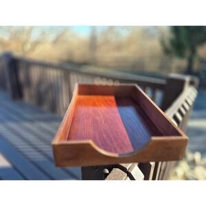 Mid Century Modern Desk Organizer Wood Letter Tray Hedges Files MCM Dovetail